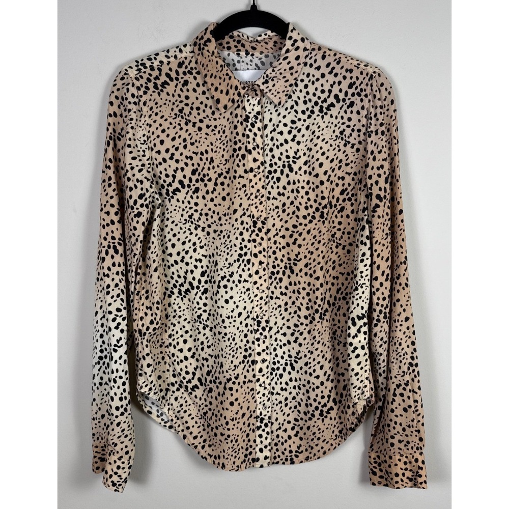 PISTOLA Cheetah Print Button Down Long Sleeve Shirt Top S Animal Print Blouse